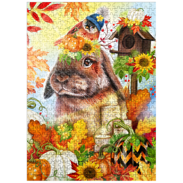 puzzleplate Autumn Greetings Bunny - Sheena Pike 500 Jigsaw Puzzle