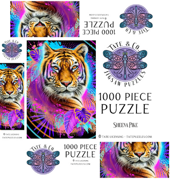 Neon Tiger Animal Spirit - Sheena Pike 1000 Jigsaw Puzzle box 3D Modell