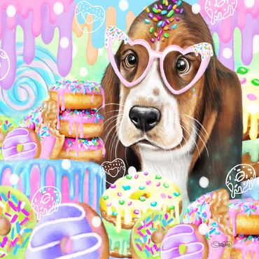 Donut Sweetie Hound Puppy - Sheena Pike 100 Jigsaw Puzzle 3D Modell