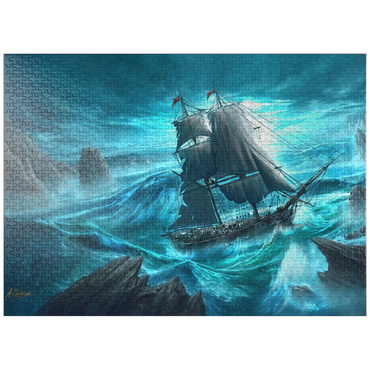 puzzleplate Dangerous Seas Pirate Ship - Anthony Christou 1000 Jigsaw Puzzle