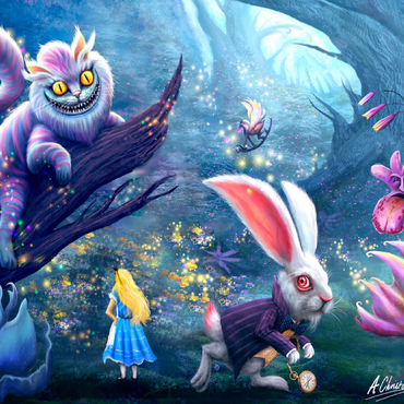 Alice in Wonderland & Cheshire Cat - Anthony Christou 100 Jigsaw Puzzle 3D Modell