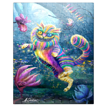 puzzleplate Rainbow Cheshire Cat, Alice in Wonderland - Anthony Christou 100 Jigsaw Puzzle