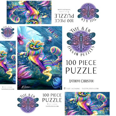 Rainbow Cheshire Cat, Alice in Wonderland - Anthony Christou 100 Jigsaw Puzzle box 3D Modell