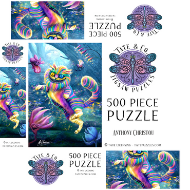 Rainbow Cheshire Cat, Alice in Wonderland - Anthony Christou 500 Jigsaw Puzzle box 3D Modell
