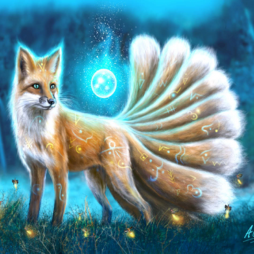 Kitsune Japanese fox -Anthony Christou 100 Jigsaw Puzzle 3D Modell