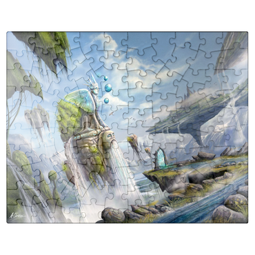 puzzleplate -Waterfalls Dreamscape Argolida Surreal Landscape -Anthony Christou 100 Jigsaw Puzzle