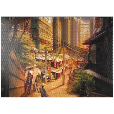 puzzleplate Cyberpunk Tokyo Markets Japan - Anthony Christou 1000 Jigsaw Puzzle