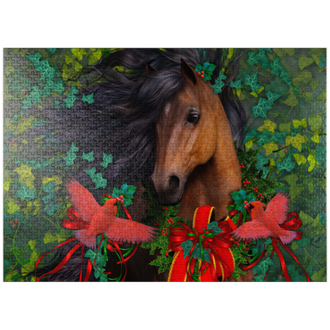 puzzleplate Merry Morgan Christmas Horse - Laurie Prindle 1000 Jigsaw Puzzle