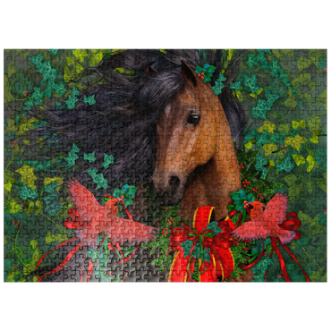 puzzleplate Merry Morgan Christmas Horse - Laurie Prindle 500 Jigsaw Puzzle
