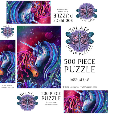 Crystal Garden Unicorns - Rose Cat Khan 500 Jigsaw Puzzle box 3D Modell