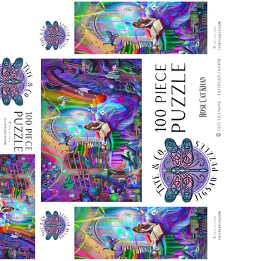 Magic Study Rainbow Edition - Rose Cat Khan 100 Jigsaw Puzzle box 3D Modell