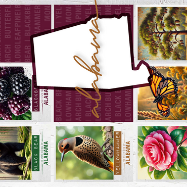 Alabama: State Symbols Poster 1000 Jigsaw Puzzle 3D Modell