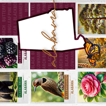 Alabama: State Symbols Poster 500 Jigsaw Puzzle 3D Modell