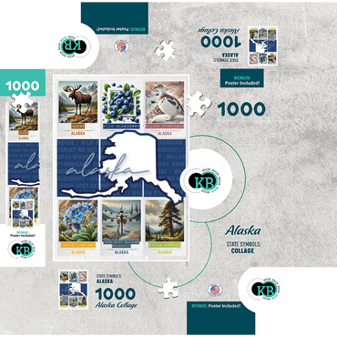 Alaska: State Symbols Poster 1000 Jigsaw Puzzle box 3D Modell