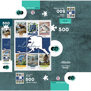 Alaska: State Symbols Poster 500 Jigsaw Puzzle box 3D Modell
