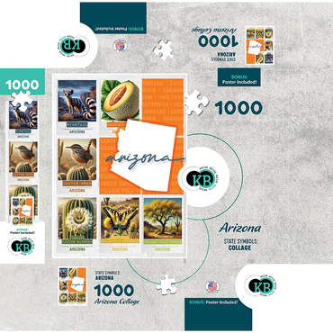 Arizona: State Symbols Poster 1000 Jigsaw Puzzle box 3D Modell