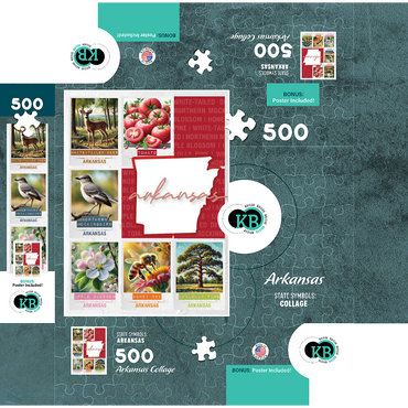 Arkansas: State Symbols Poster 500 Jigsaw Puzzle box 3D Modell