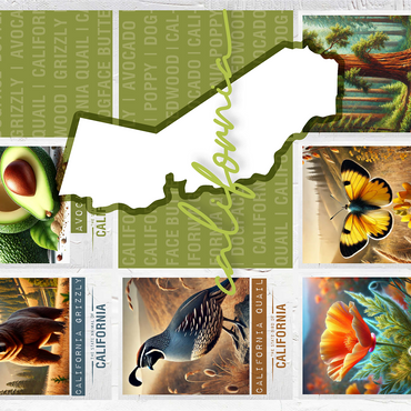 California: State Symbols Poster 1000 Jigsaw Puzzle 3D Modell