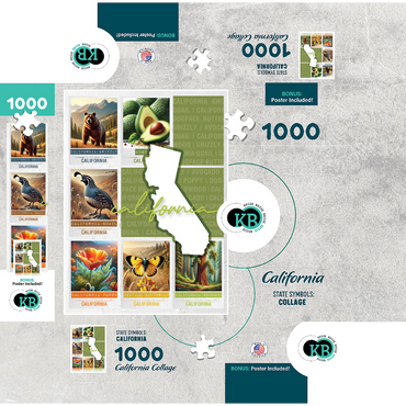 California: State Symbols Poster 1000 Jigsaw Puzzle box 3D Modell