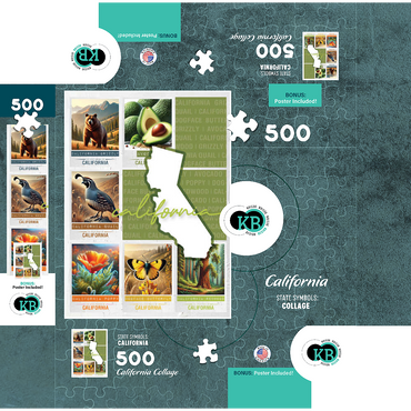 California: State Symbols Poster 500 Jigsaw Puzzle box 3D Modell
