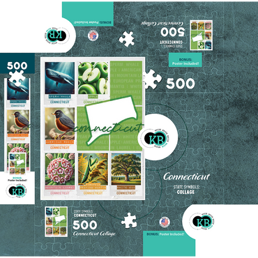 Connecticut: State Symbols Poster 500 Jigsaw Puzzle box 3D Modell