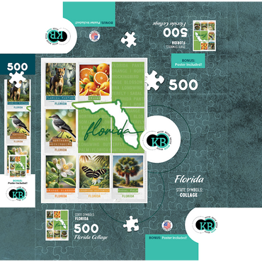 Florida: State Symbols Poster 500 Jigsaw Puzzle box 3D Modell