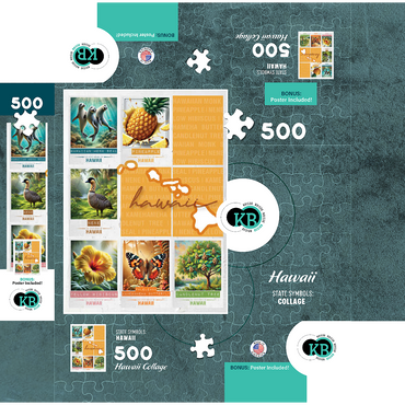 Hawaii: State Symbols Poster 500 Jigsaw Puzzle box 3D Modell