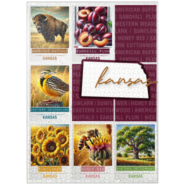 puzzleplate Kansas: State Symbols Poster 1000 Jigsaw Puzzle