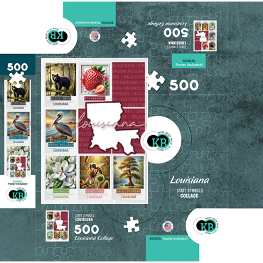 Louisiana: State Symbols Poster 500 Jigsaw Puzzle box 3D Modell