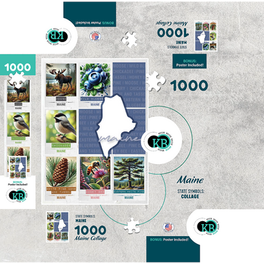 Maine: State Symbols Poster 1000 Jigsaw Puzzle box 3D Modell