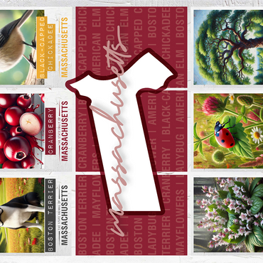 Massachusetts: State Symbols Poster 1000 Jigsaw Puzzle 3D Modell