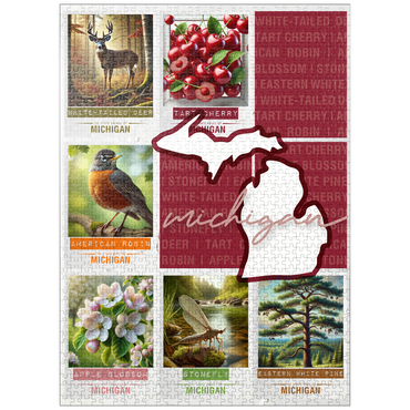 puzzleplate Michigan: State Symbols Poster 1000 Jigsaw Puzzle
