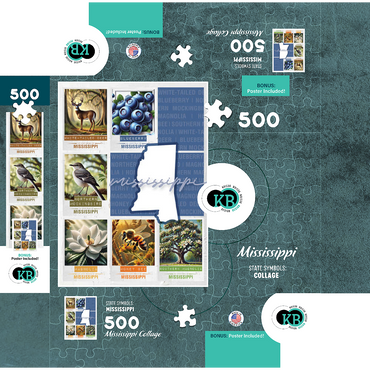 Mississippi: State Symbols Poster 500 Jigsaw Puzzle box 3D Modell