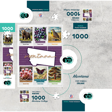 Montana: State Symbols Poster 1000 Jigsaw Puzzle box 3D Modell