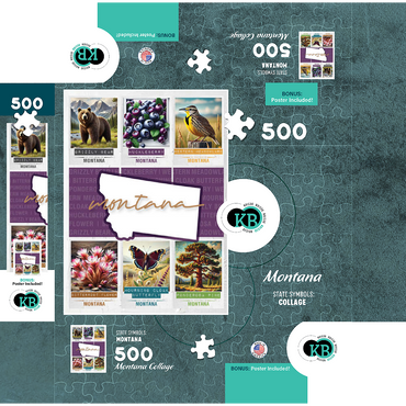 Montana: State Symbols Poster 500 Jigsaw Puzzle box 3D Modell