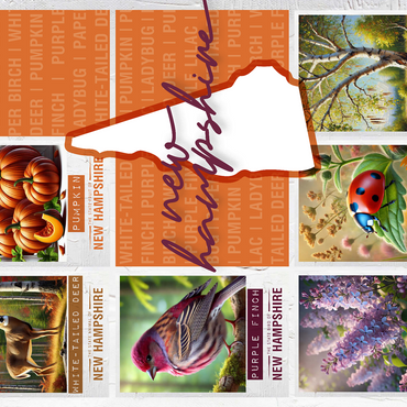 New Hampshire: State Symbols Poster 500 Jigsaw Puzzle 3D Modell