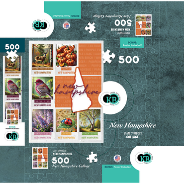 New Hampshire: State Symbols Poster 500 Jigsaw Puzzle box 3D Modell