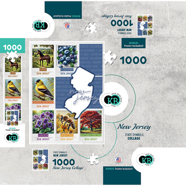 New Jersey: State Symbols Poster 1000 Jigsaw Puzzle box 3D Modell