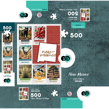 New Mexico: State Symbols Poster 500 Jigsaw Puzzle box 3D Modell
