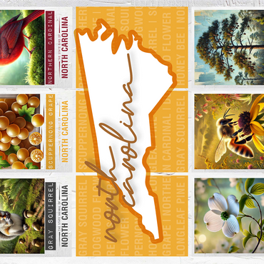 North Carolina: State Symbols Poster 1000 Jigsaw Puzzle 3D Modell