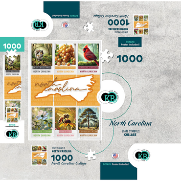 North Carolina: State Symbols Poster 1000 Jigsaw Puzzle box 3D Modell