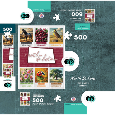 North Dakota: State Symbols Poster 500 Jigsaw Puzzle box 3D Modell