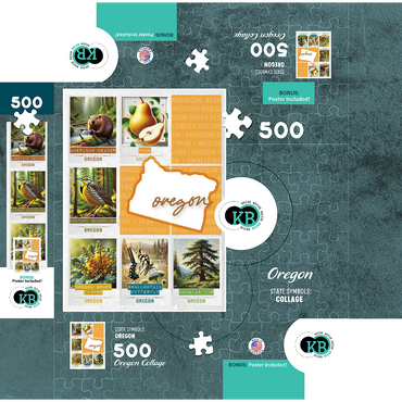 Oregon: State Symbols Poster 500 Jigsaw Puzzle box 3D Modell