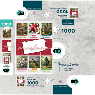 Pennsylvania: State Symbols Poster 1000 Jigsaw Puzzle box 3D Modell