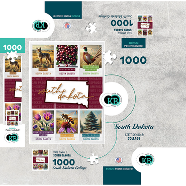 South Dakota: State Symbols Poster 1000 Jigsaw Puzzle box 3D Modell