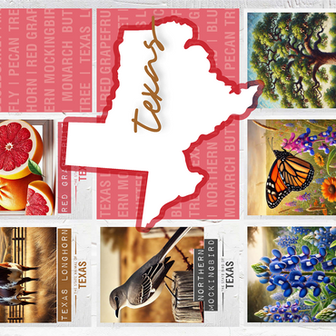 Texas: State Symbols Poster 1000 Jigsaw Puzzle 3D Modell