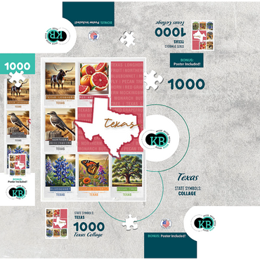 Texas: State Symbols Poster 1000 Jigsaw Puzzle box 3D Modell