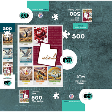 Utah: State Symbols Poster 500 Jigsaw Puzzle box 3D Modell