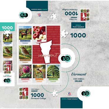 Vermont: State Symbols Poster 1000 Jigsaw Puzzle box 3D Modell