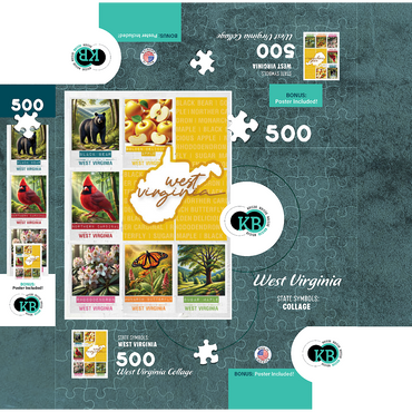 West Virginia: State Symbols Poster 500 Jigsaw Puzzle box 3D Modell
